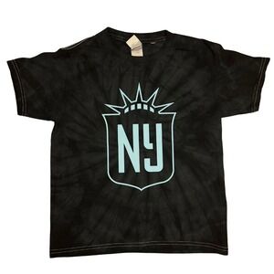 NY NJ Gotham FC Youth Small Tie Dye T-Shirt Black Blue Soccer Fan Tee 6-8
